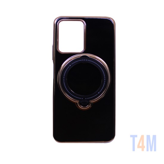 Funda Dura de Silicona con Anillo de Soporte para Xiaomi Redmi 12 Pro 5g Negro